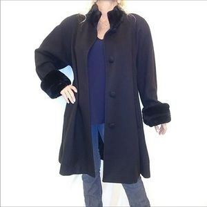 Albert Nipon Vintage wool faux fur coat